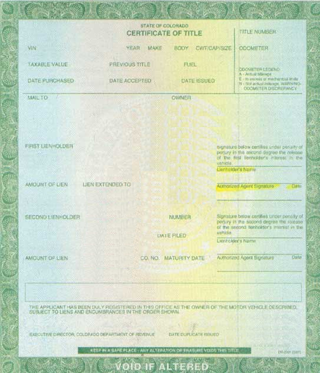 Colorado Auto Title Services Auto Title Bonded Title Surety Bonds